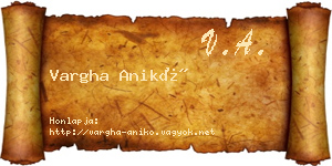 Vargha Anikó névjegykártya